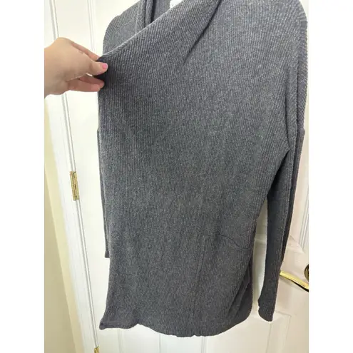Velvet by Graham & Spencer Open Front Ribbed Cardigan Size XS Dark Gray Pockets