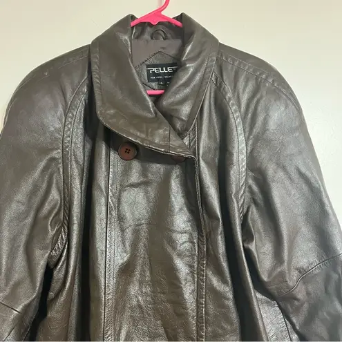 Women’s Vintage Pelle New York Milano Brown Leather Jacket Coat Size Large