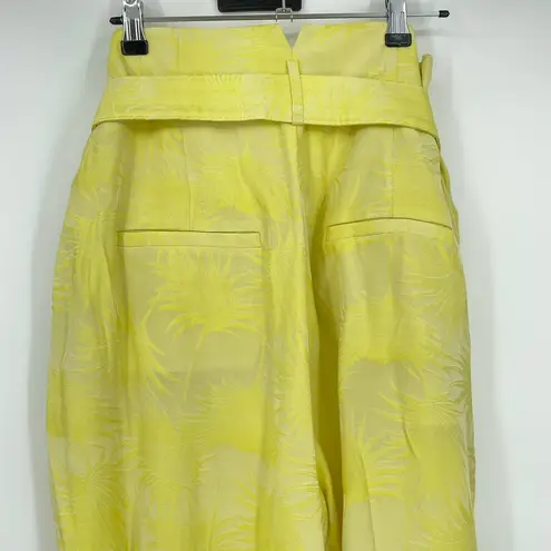Equipment Joele Paperbag Waist Tie Cropped Pants Green Shine Yellow Size 10 NWT