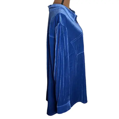 Isaac Mizrahi Live! Velvet Button Front Shirt in blue size 3X