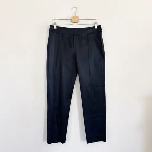 Ralph Lauren Black Label Cotton Stretch Poplin Pintuck Ankle Pants Size 10 Black