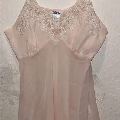Vanity Fair Lace Trimmed Blush Slip Dress Elegant