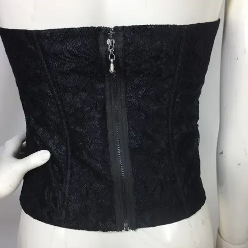 Guess  Lace Bustier Corset Top Black Built In Cups Zip Up M thumbnail 16