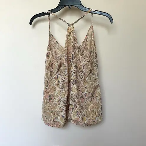 E Eloise By Anthropologie Silk Tank Top Lg Pink Snake Print Razorback - Image 3