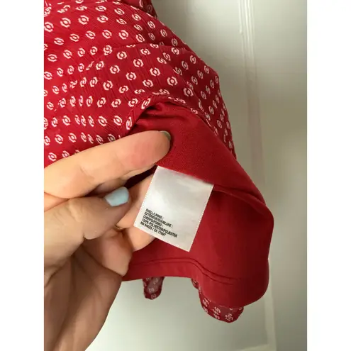 Old Navy  Red White Geometric Polka Dot Smocked Twirl Skirt Holiday Small