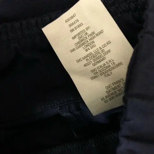 Isaac Mizrahi Live! Petite 24/7 Stretch Wide Waistband Ankle Pants Navy Blue 0P