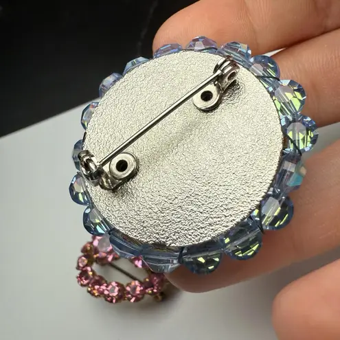 Colorful Rhinestone Brooch Pin Lot Of 3 Vintage