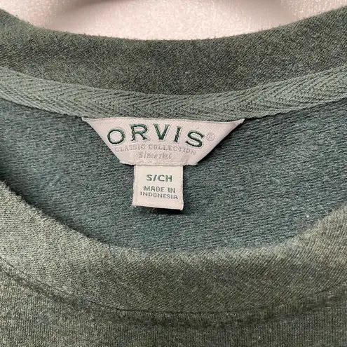 Orvis  Classic Collection Womens Olive Green Cropped Pullover Sweatshirt Small