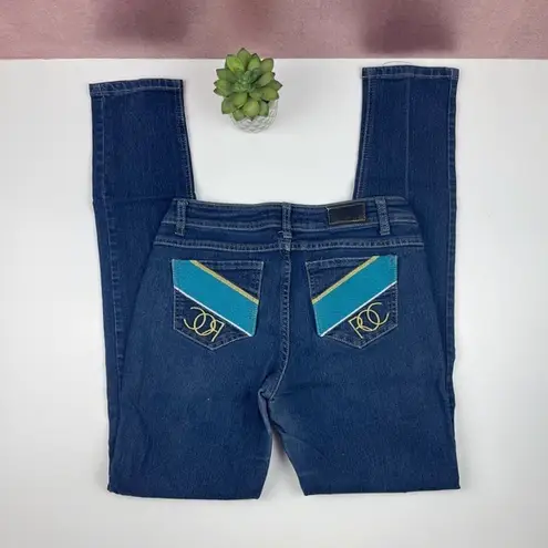 Rocawear Blue Gold Denim Jeans Y2K Vintage Size Junior 7