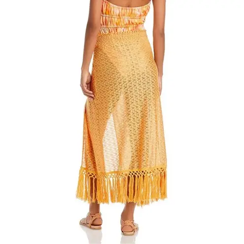 Ramy Brook Gaia Metallic Faux Wrap Boho Maxi Skirt Coverup Size L NWT