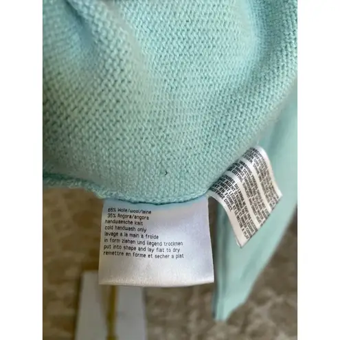 Vintage Basler Angora Wool Zip Cardigan Sweater Abstract Winter Autumn Artsy 80s Blue Size M