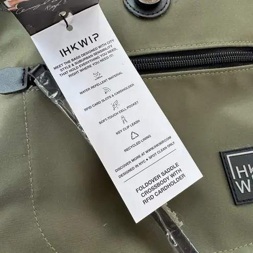 NWT IHKWIP Foldover Saddle Crossbody Bag Water Repellent Military Olive Green