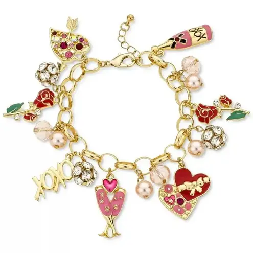 Holiday Lane Heart & Champagne Charm Bracelet in Gold