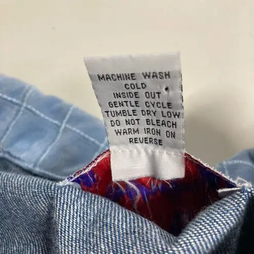 TANTRUMS Women’s Vintage Denim Winter Snowman Jacket Blue White Size Large Blue