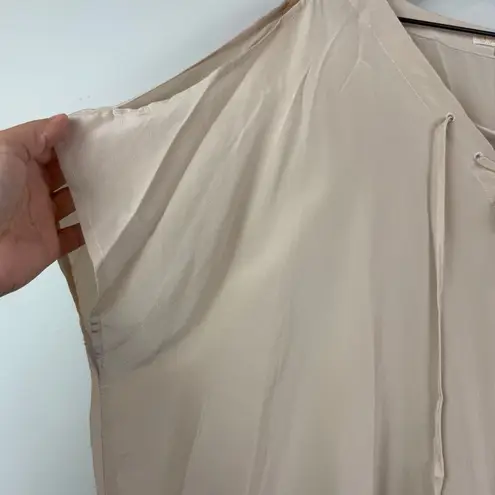 Gold Hawk 100% Silk Top Women's Large Beige Cold Shoulder Lace