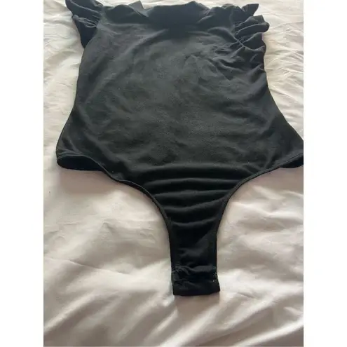 Mikey & Joey Black Ruffle Sleeve Bodysuit Woman’s Size Large