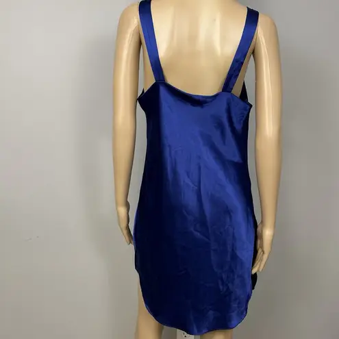 Vintage Barbizon Blue Satin Chemise Slip Dress Size Large Shiny Silky Nighty