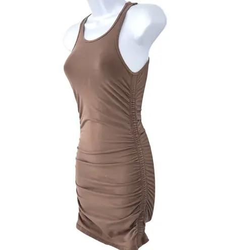 Tna Aritzia Malibu Chill Ruched Tank Mini Dress SIze XS Stone Taupe Brown