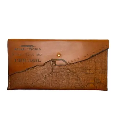 Tactile Craftworks Chicago Map Clutch Brown