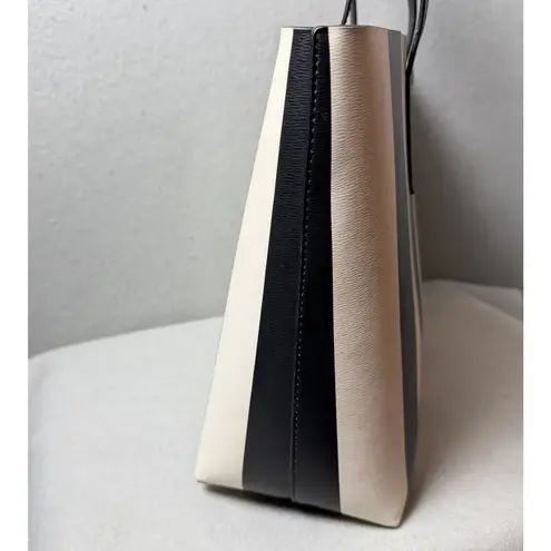 Kate Spade Molly Large Tote Bag Black White Stripes with Pink Interior