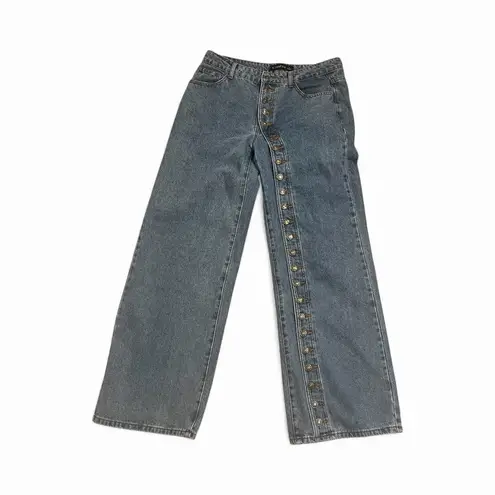 LIONESS  Women's Penny Button Wide-Leg Denim Size Large