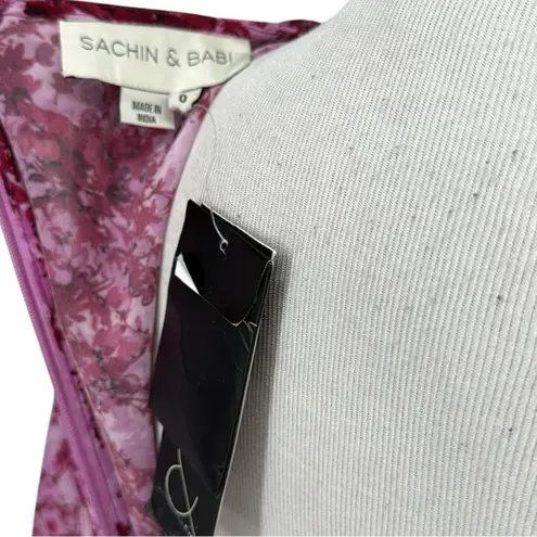 Sachin + Babi Aria Long Sleeve Beaded Sequin Dress Pink Gown Size 0 New