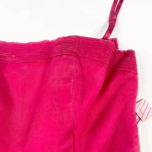 Y2K Coast Silk Dress Womens 8 Ruffled Dopamine Strapless Fairycore Maximalist Pink