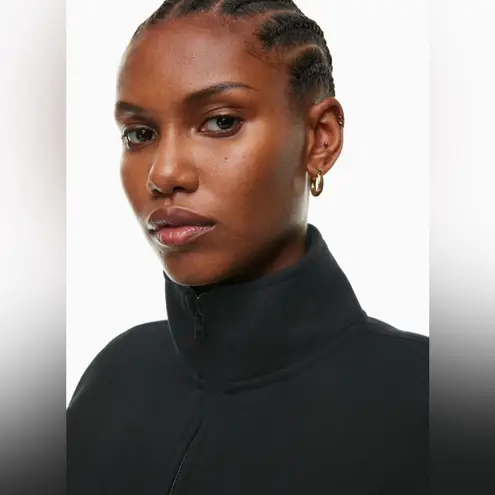 Aritzia TNA Cozy Fleece Boyfriend fit 1/4 Zip Sweatshirt black size XS