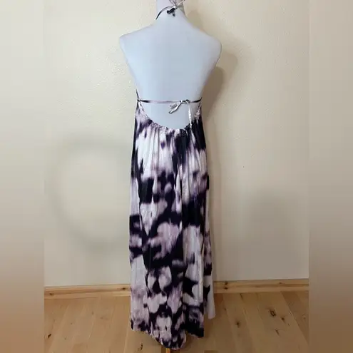 KAUFMANFRANCO Purple Tie Dye Flowy Halter Maxi Dress SMALL