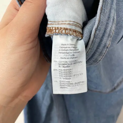 J. Crew Factory Woman's Sz 31High Rise Medium Wash Skinny Jeans Frayed Acid Wash Blue