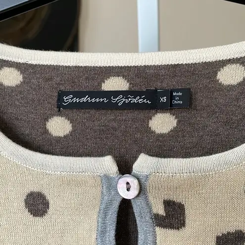 Gudrun Sjoden rare 100% organic cotton unique shapes hearts cardigan Brown Size XS