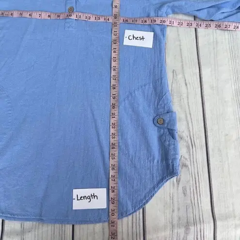 Soft Surroundings Top Women’s Small Oversized Tunic Coastal Beach Lagenlook Blue