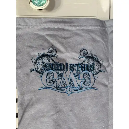 CWC Gray/Teal Graphic "Girls With Guns" Long Sleeve Shirt Crew Size XS Logo Gray