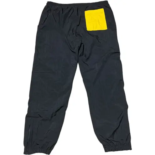 Lined Wind Suit Pants Vintage 80s Nylon Black Neon Pink Purple Yellow Small