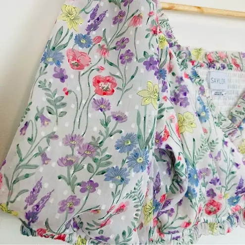 Saylor Floral puff sleeve cropped top. Size XS