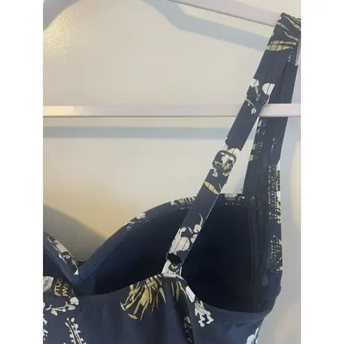 Niptuck Swimsuit One Piece Navy White Gold Floral 8 Multi Fit Cup Support gather Blue