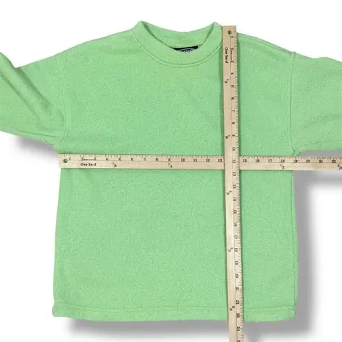 Exist Fleece Lined Terrycloth Knit Crew Neck Sweatshirt Lime Green Small