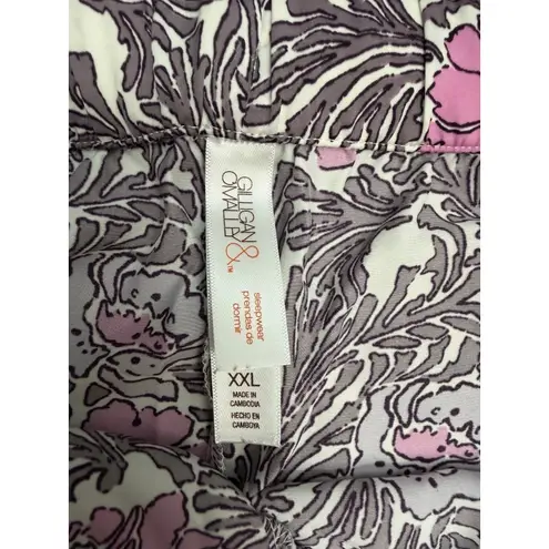 Gilligan & O'Malley floral pajama pants purple pink print XXL polyester
