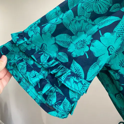 Sundance Grand Bays Green Blue Floral Relaxed Lightweight Jumpsuit Size Medium