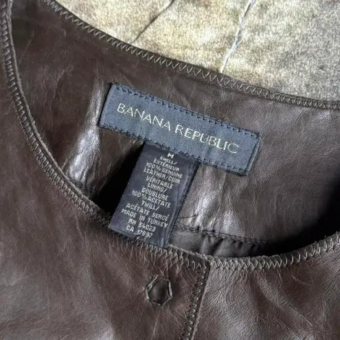 Banana Republic  Olive Green Leather Jacket