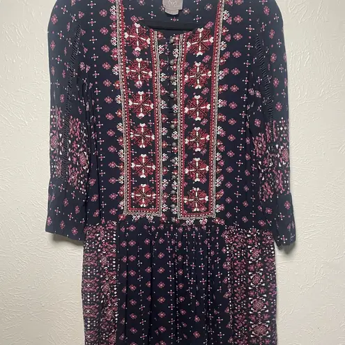 Vanessa Virginia Embroidered Boho Tunic Dress Anthropologie Aesthetic Size M