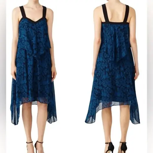 Derek Lam 🌻 10 Crosby Silk Tiered Midi Dress Lt Gray Women's sz 2 Floral Wedding