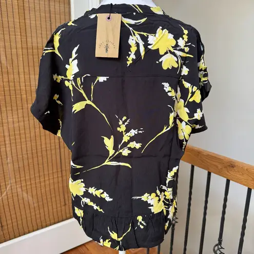 Knot Sisters Revolve Ryan Top Floral Black Yellow v neck viscose Romance print
