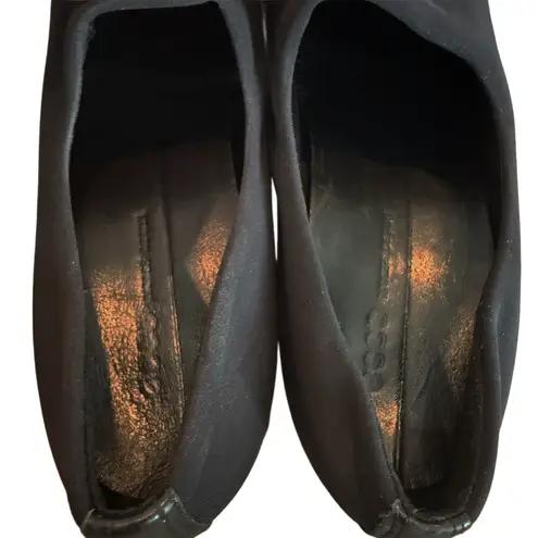 Ecco Sculptured 45 Black Fabric Block Heel Pumps Leather Lined EUC 9.5/40
