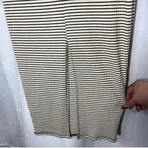 May pink Stripe Midi Dress V-Cut With Lace Size Large