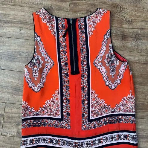 Maeve 100% Silk Anthropologie Canna Orange Black Bandana Print Shift Dress Sz 6