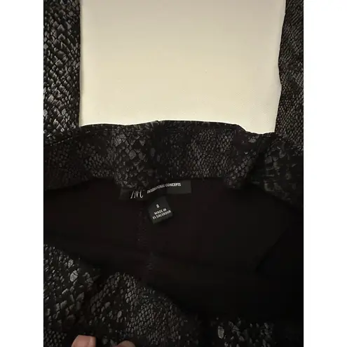 INC International Concepts High Rise Leggings Black Snake Print Size 8