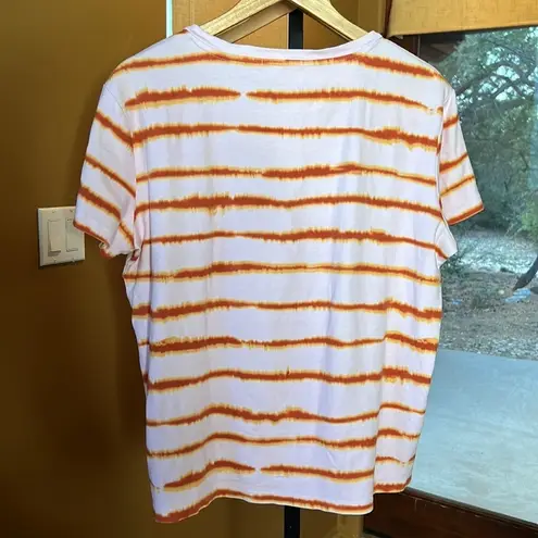Scotch & Soda Orange Pink Tie-Dye Stripe T-Shirt Size Large
