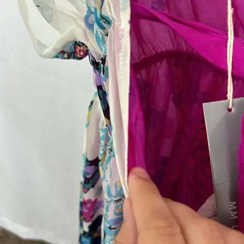 MM Couture NWT Miss Me Semi Sheer Floral Butterfly Bow Front Blouse Sz M