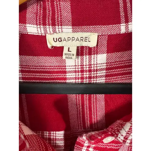 UG Apparel OU Sooners Women’s Plaid Flannel Shirt Red White Size Large